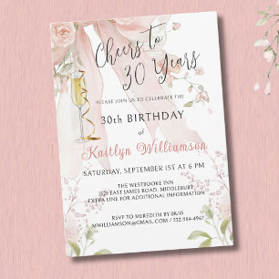 *Elegante Cheers voor 30 Jaar Roze Strik Bloem Kaart