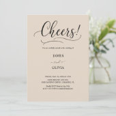 Elegante Cheers! Warme Beige Moderne Scriptie Brui Kaart (Staand voorkant)