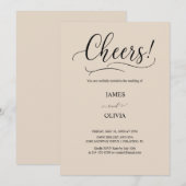 Elegante Cheers! Warme Beige Moderne Scriptie Brui Kaart (Voorkant / Achterkant)