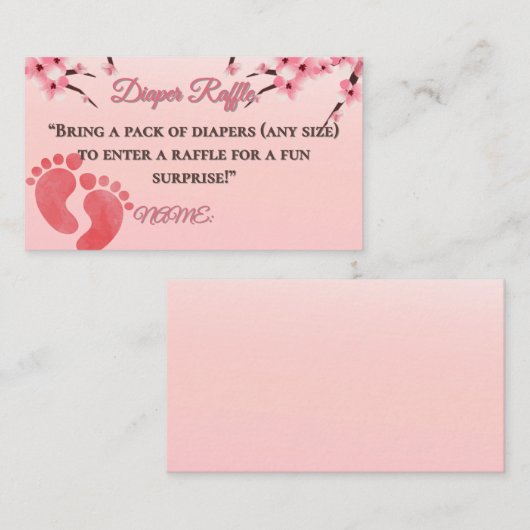 Elegante Cherry Blossom Luier Raffle Informatiekaartje (Voorkant / Achterkant)