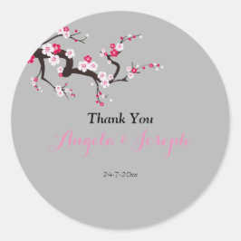 Elegante Cherry Blossom Roze bloemenronde sticker