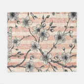 Elegante Cherry Blossom Sakura - Roze & Wit Fleece Deken (Voorkant (Horizontaal))