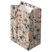 Elegante Cherry Blossom Sakura - Roze & Wit Medium Cadeauzakje (Voorkant Gekanteld)