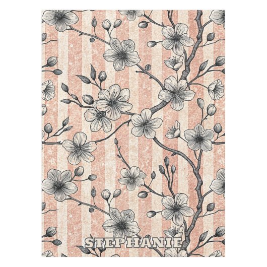 Elegante Cherry Blossom Sakura - Roze & Wit Tafelkleed (Voorkant)