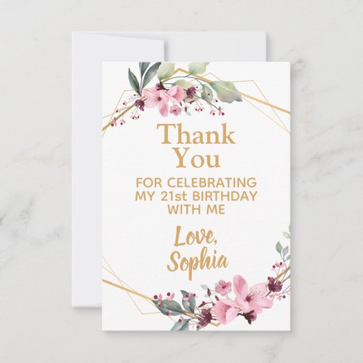 Elegante Cherry Blossom Verjaardag Dank u Kaarten (Voorkant)