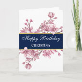 Elegante Cherry Blossom Verjaardag Kaart (Voorkant)
