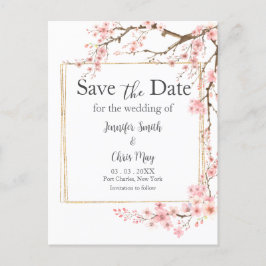 Elegante Cherry Blossom Wedding Save the Date Briefkaart