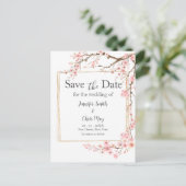 Elegante Cherry Blossom Wedding Save the Date Briefkaart (Staand voorkant)