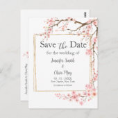 Elegante Cherry Blossom Wedding Save the Date Briefkaart (Voorkant / Achterkant)