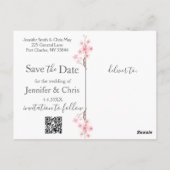 Elegante Cherry Blossom Wedding Save the Date Briefkaart (Achterkant)