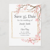 Elegante Cherry Blossom Wedding Save the Date Briefkaart (Voorkant)