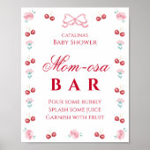 Elegante Cherry Floral Mom-osa Bar Poster (Voorkant)