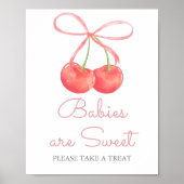 Elegante Cherry Pink Ribbon Baby's zijn zoet Poster (Voorkant)