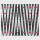 Elegante Chevron en roze harten Cadeaupapier (Vlak)