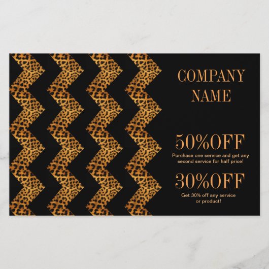 elegante chevron geometrisch patroon luipaardprint flyer (Voorkant)