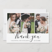 Elegante Chic 3 bruiloft foto's script Bedankkaart (Voorkant)
