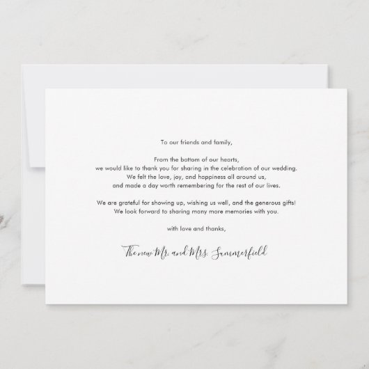 Elegante Chic 3 bruiloft foto's script Bedankkaart (Achterkant)