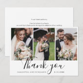 Elegante Chic 3 bruiloft foto's script Bedankkaart (Voorkant / Achterkant)