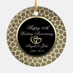 Elegante chic 50ste huwelijksverjaardag keramisch ornament
