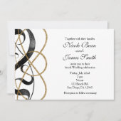 Elegante Chic Art Zwart & Goud Trouwkaarten Kaart (Voorkant)