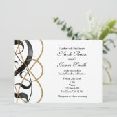 Elegante Chic Art Zwart & Goud Trouwkaarten Kaart (Staand voorkant)