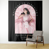 Elegante Chic Black Classica Quinceañera Foto Wandkleed (In situ)