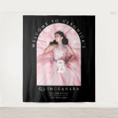 Elegante Chic Black Classica Quinceañera Foto Wandkleed (Voorkant)