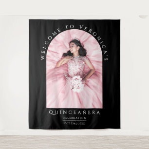 Elegante Chic Black Classica Quinceañera Foto Wandkleed