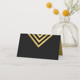 Elegante Chic Black en Faux Gold geometrische Plaatskaartje
