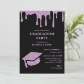 Elegante Chic Black en Pink 2025 Graduation Party Kaart (Staand voorkant)