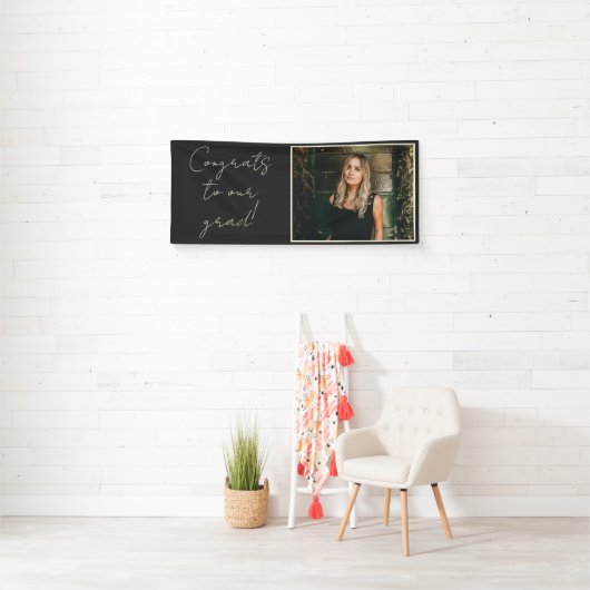 Elegante Chic Black Foto Gefeliciteerd met ons Afs Spandoek (Insitu)
