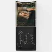 Elegante Chic Black Foto Gefeliciteerd met ons Afs Spandoek (Verticaal)