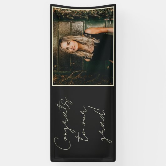 Elegante Chic Black Foto Gefeliciteerd met ons Afs Spandoek (Verticaal)