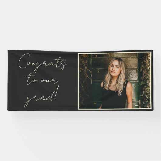 Elegante Chic Black Foto Gefeliciteerd met ons Afs Spandoek (Horizontaal)
