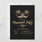 Elegante Chic Black Gold Masquerade Verjaardagsfee Kaart (Voorkant)