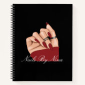 Elegante Chic Black & Red Nail Salon Afspraken Notitieboek (Voorkant)