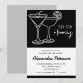 Elegante Chic Black White Cocktail 82e verjaardag Kaart (Voorkant / Achterkant)