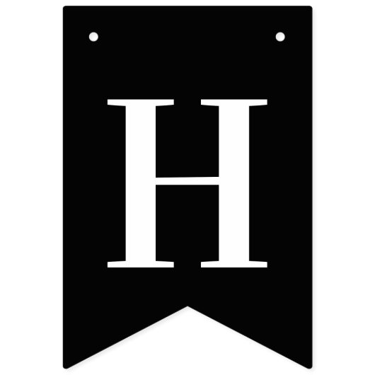 Elegante Chic Black White Happy Birthday Vlaggetjes (Tweede vlag)