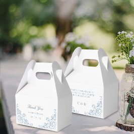 Elegante Chic Blauw en Wit bruiloft Dank u Bedankdoosjes