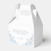 Elegante Chic Blauw en Wit bruiloft Dank u Bedankdoosjes (Achterkant)
