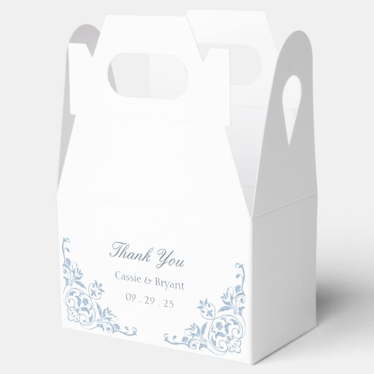 Elegante Chic Blauw en Wit bruiloft Dank u Bedankdoosjes (Geopend)