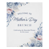 Elegante Chic Blauwe Moederdag Brunch Welkom Perfect Poster (Voorkant)