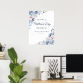 Elegante Chic Blauwe Moederdag Brunch Welkom Poster (Thuiskantoor)