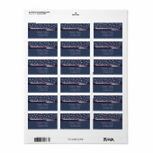 Elegante chic blauwe, strepen, confetti huwelijksl etiket (Full Sheet)