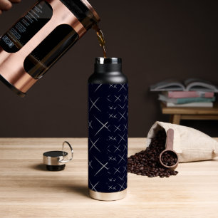 Elegante chic blauwe zwarte waterfles