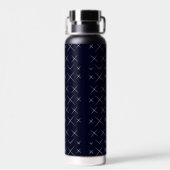 Elegante chic blauwe zwarte waterfles (Achterkant)