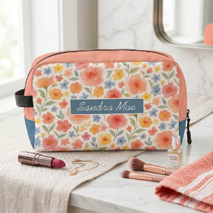 Elegante Chic Bloem Kunst Patroon Cosmetica Zakje Toilettasje