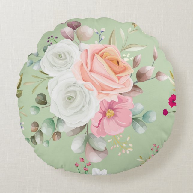Elegante chic bloem rond kussen (Voorkant)