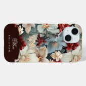 Elegante Chic Bloemen met Douanenaam/Monogram Case-Mate iPhone Case (Achterkant (horizontaal))