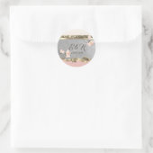 Elegante Chic Bloemige Bruiloft Ronde Sticker (Tas)